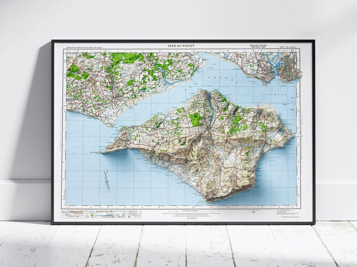 Isle of Wight England Vintage Ordnance Survey Map Art Poster
