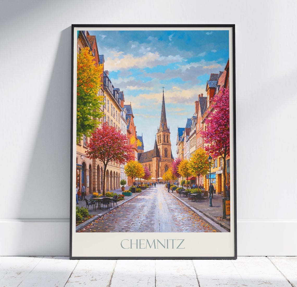 Chemnitz Travel Print Germany Travel Poster Painted Wall Art Print Home Decor Framed Personalized Print Vacation Travel Gift