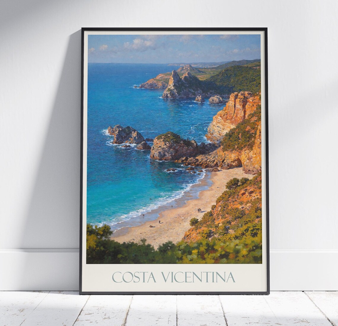 Costa Vicentina Portugal Rugged Cliffs Cove Painted Travel Poster