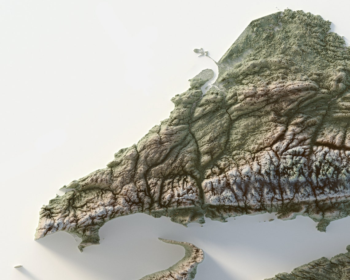 Nova Scotia Canada Flat Shaded Relief Topographic Map Style Poster - Image 3