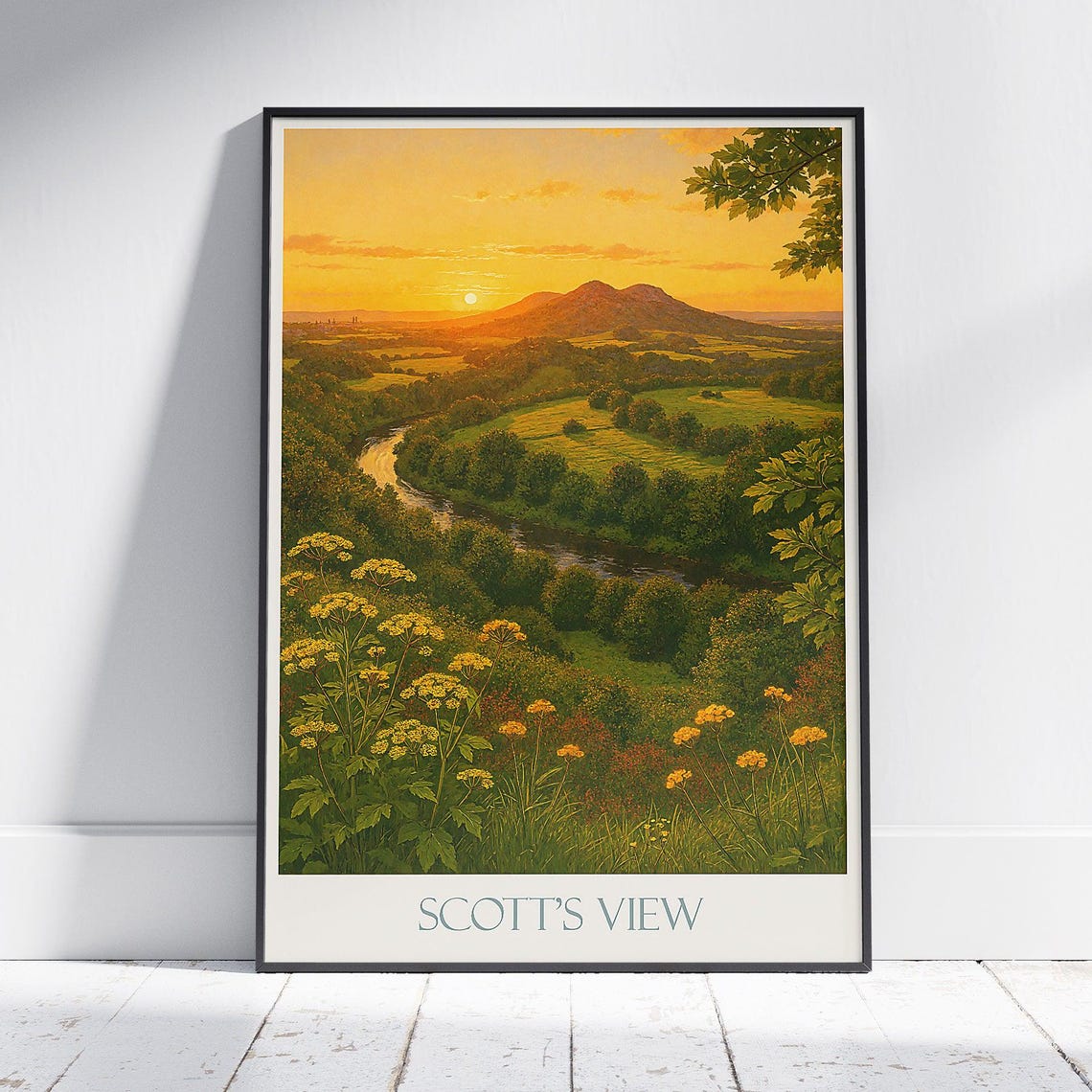 Scott's View Scotland Sunset River Valley Golden Landscape Poster