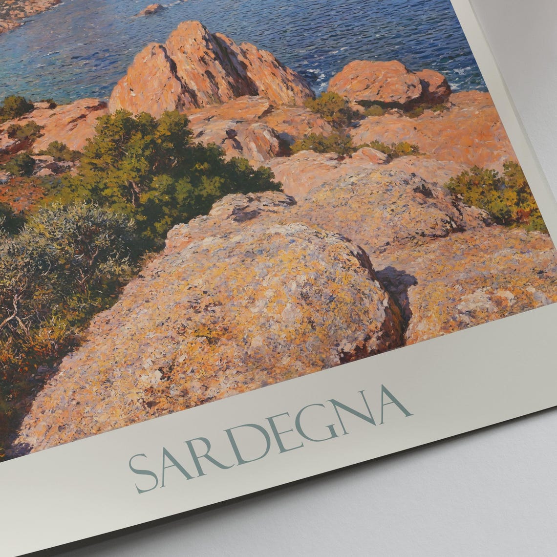 Sardegna Italy Sardinia Rugged Rocky Coastline Blue Sea Art Poster - Image 4