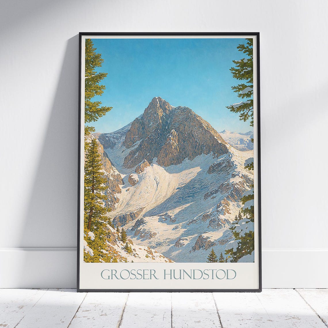 Grosser Hundstod Snowy Alpine Peak Winter Mountain Landscape Poster