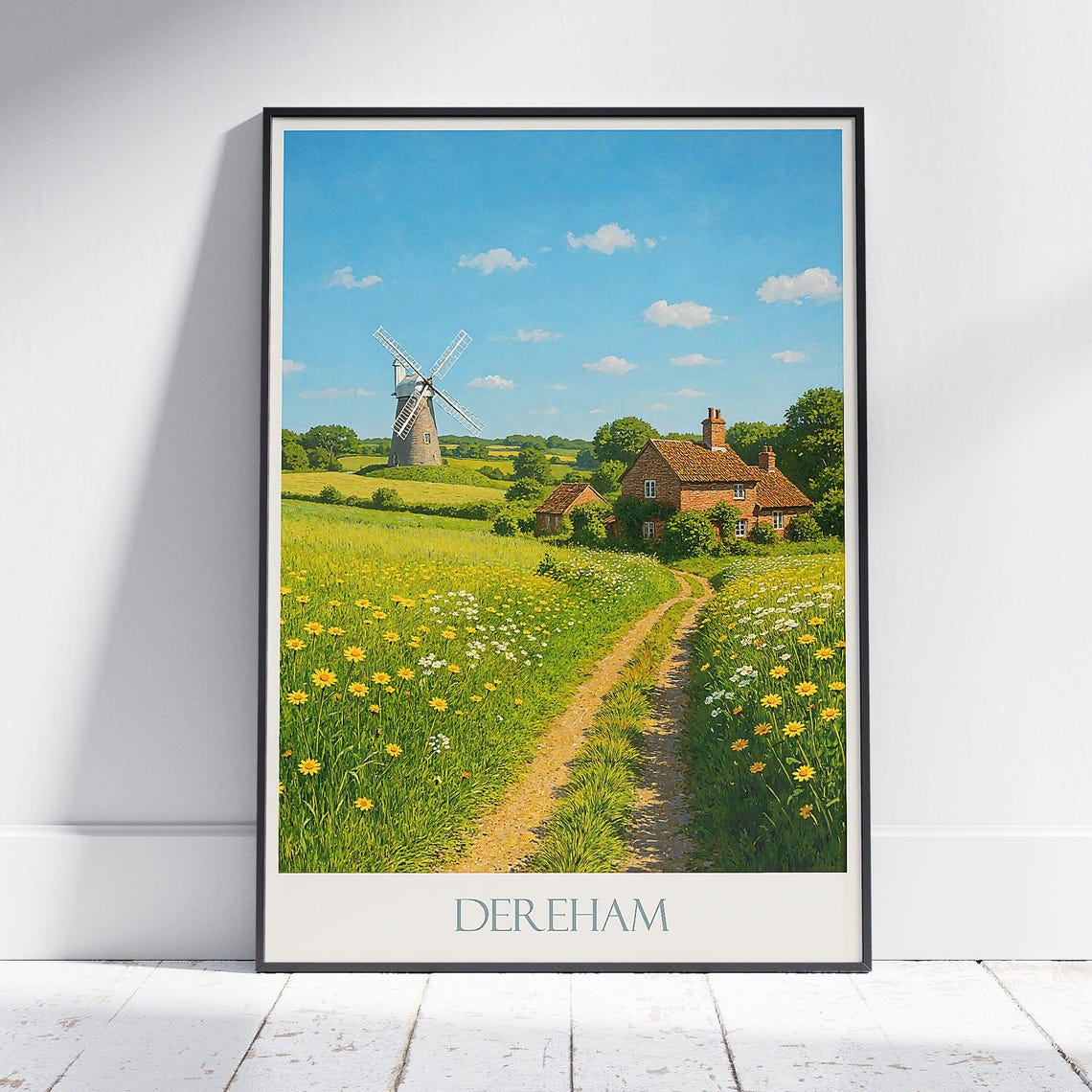 Dereham England Norfolk Windmill Cottage Wildflower Meadow Poster
