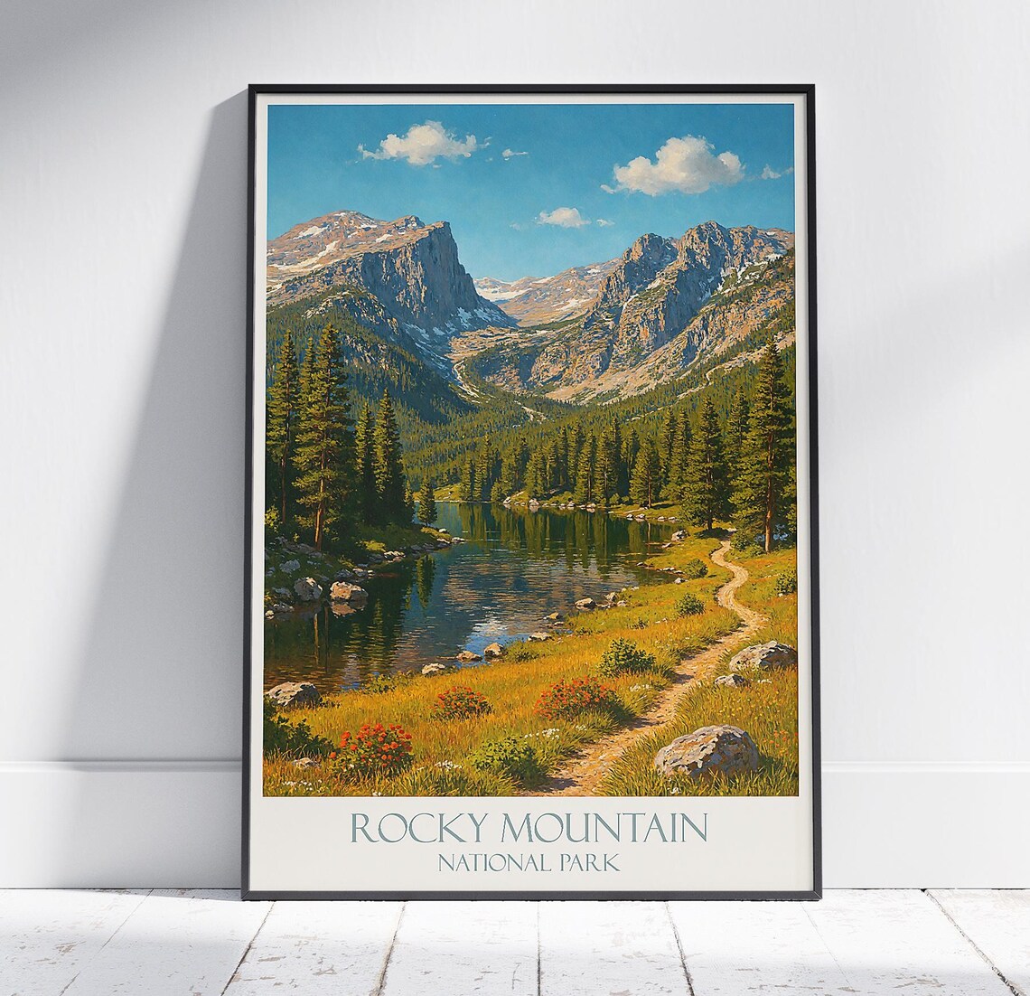 Rocky Mountain National Park Alpine Lake Trail Vintage Landscape Poster