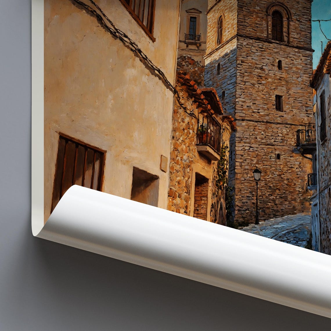 Trujillo Spain Medieval Stone Street Tower Old Town Painted Poster - Image 3