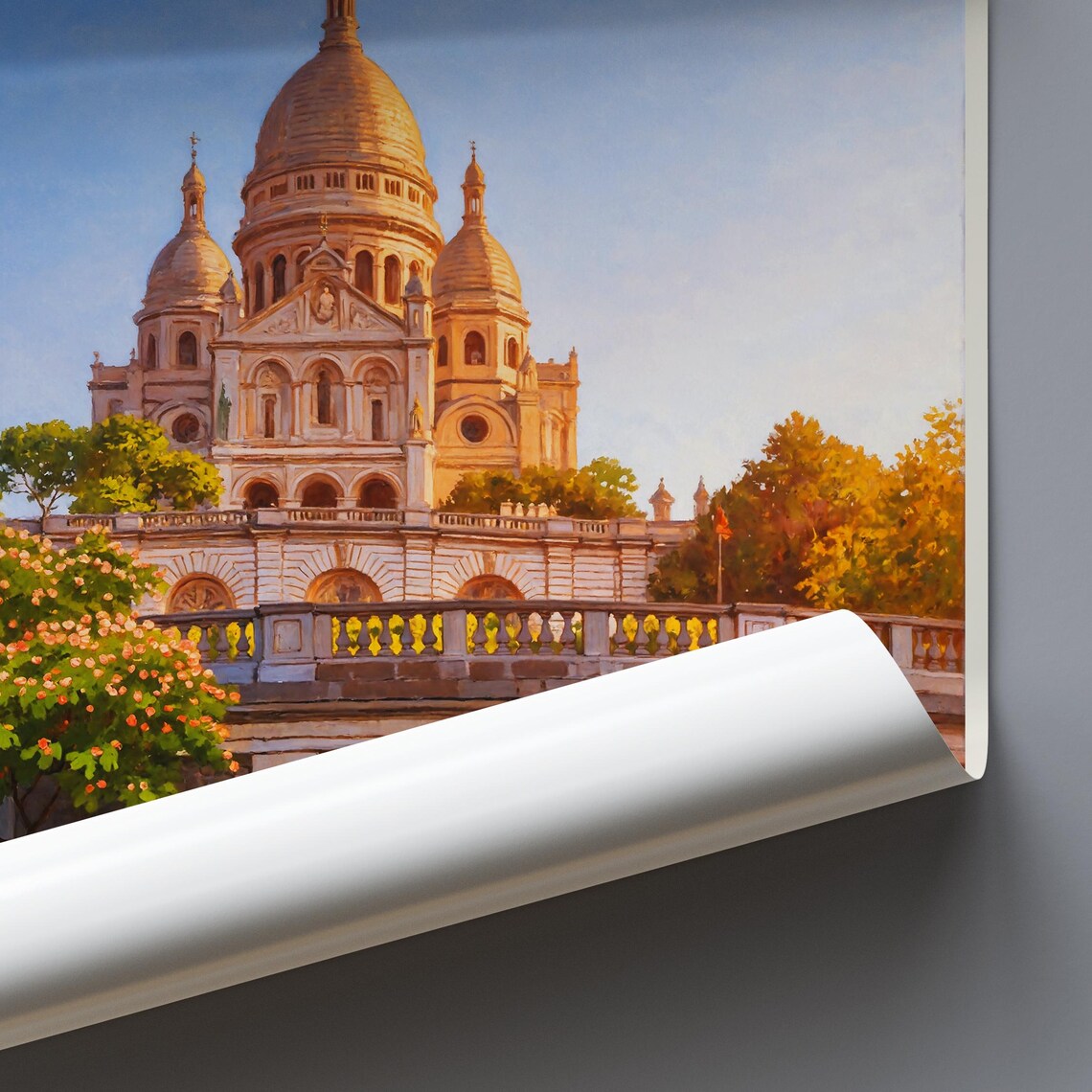 Paris France Sacre Coeur Basilica Montmartre Painted Travel Poster - Image 3