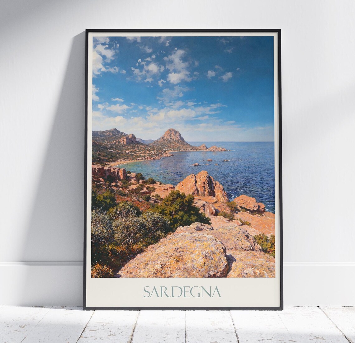 Sardegna Italy Sardinia Rugged Rocky Coastline Blue Sea Art Poster