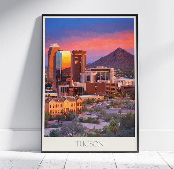 Tucson Travel Print Vintage Style Painting Classic Arizona Travel Poster Wall Art Home Decor Gift