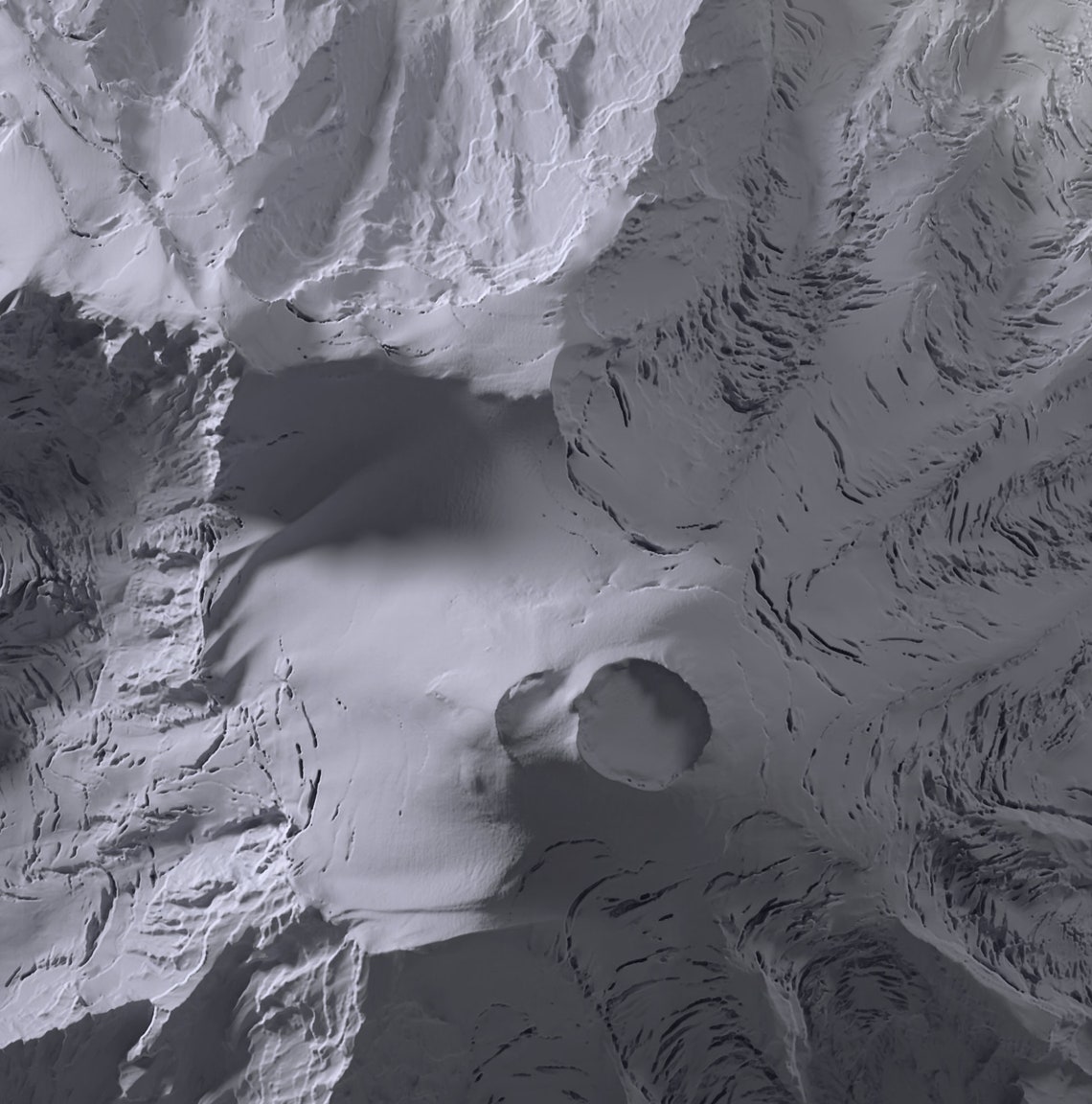 Mount Rainier Washington Grayscale Relief Summit Map Art Print - Image 3