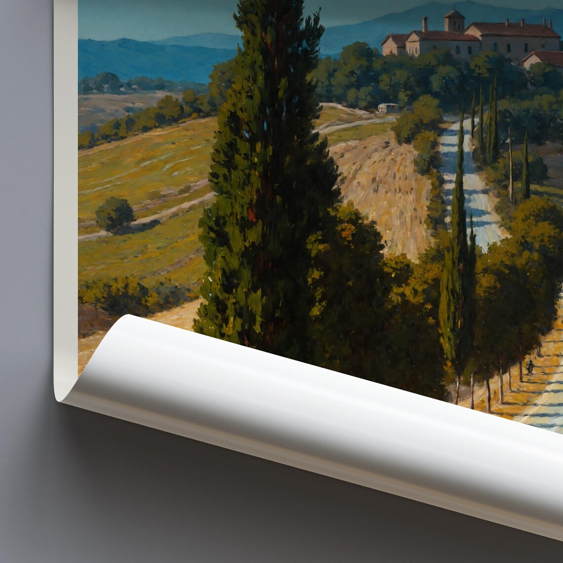 Toscana Italy Cypress Lined Country Road Villa Painted Art Poster - Image 3