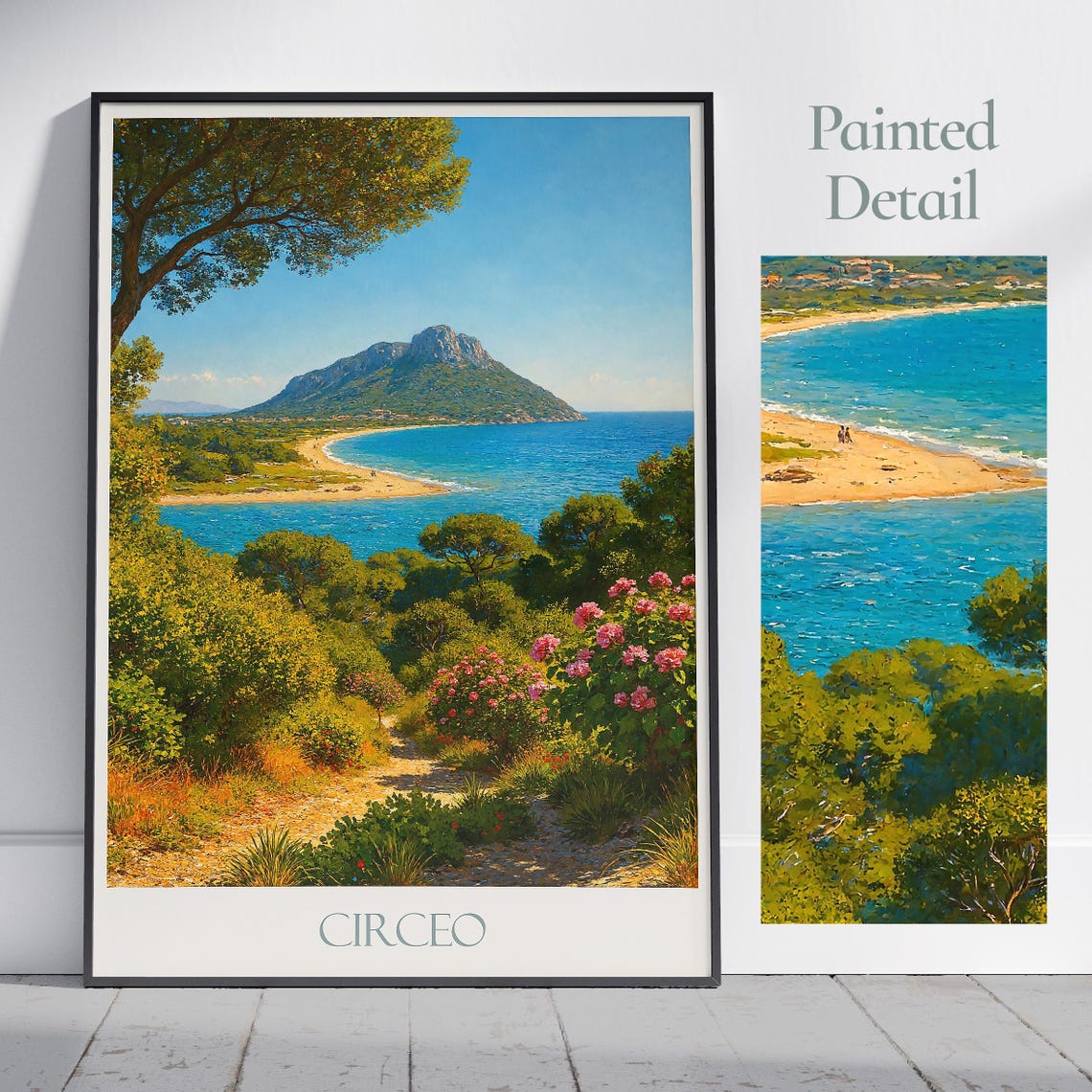 Circeo Italy Coastal Bay Painted Monte Circeo Mountain View Poster