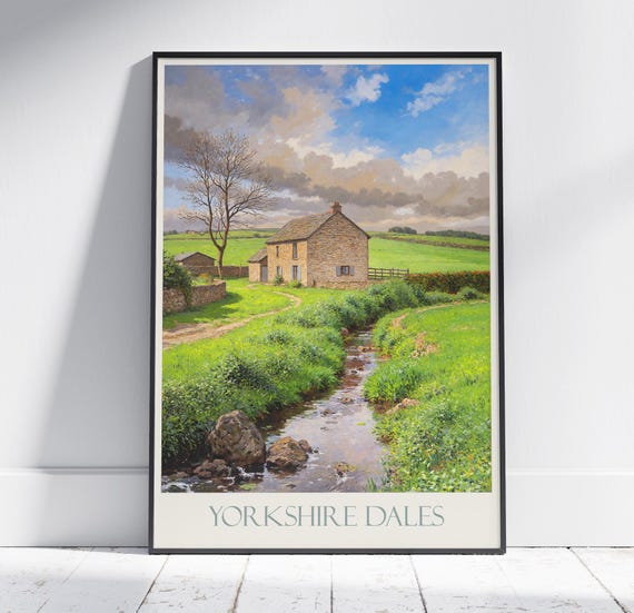 Yorkshire Dales Travel Print Travel Poster Painted Wall Art Print Home Decor Framed Personalized Print Vacation Travel Gift