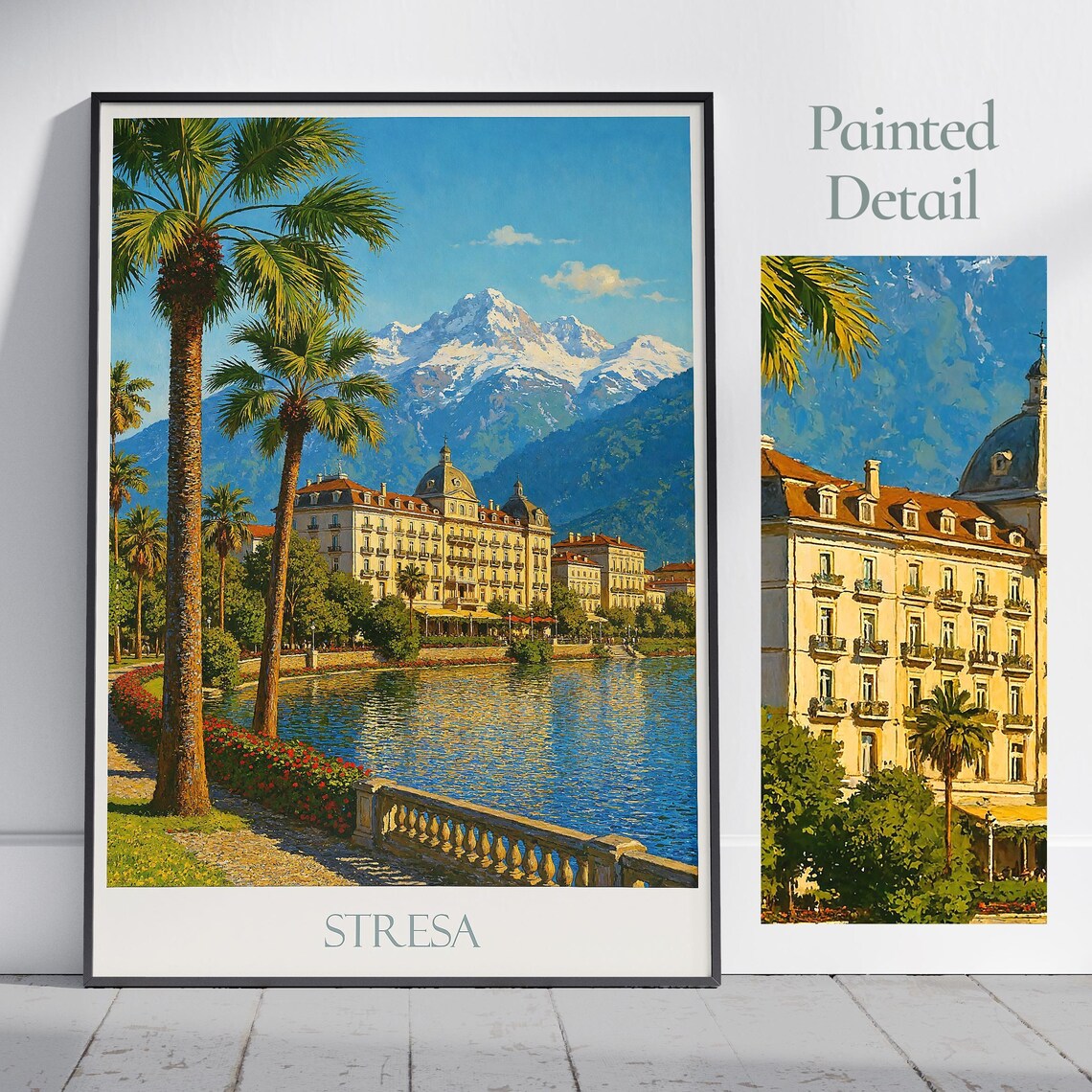 Stresa Lake Maggiore Grand Hotel Palms Italy Alps Travel Poster