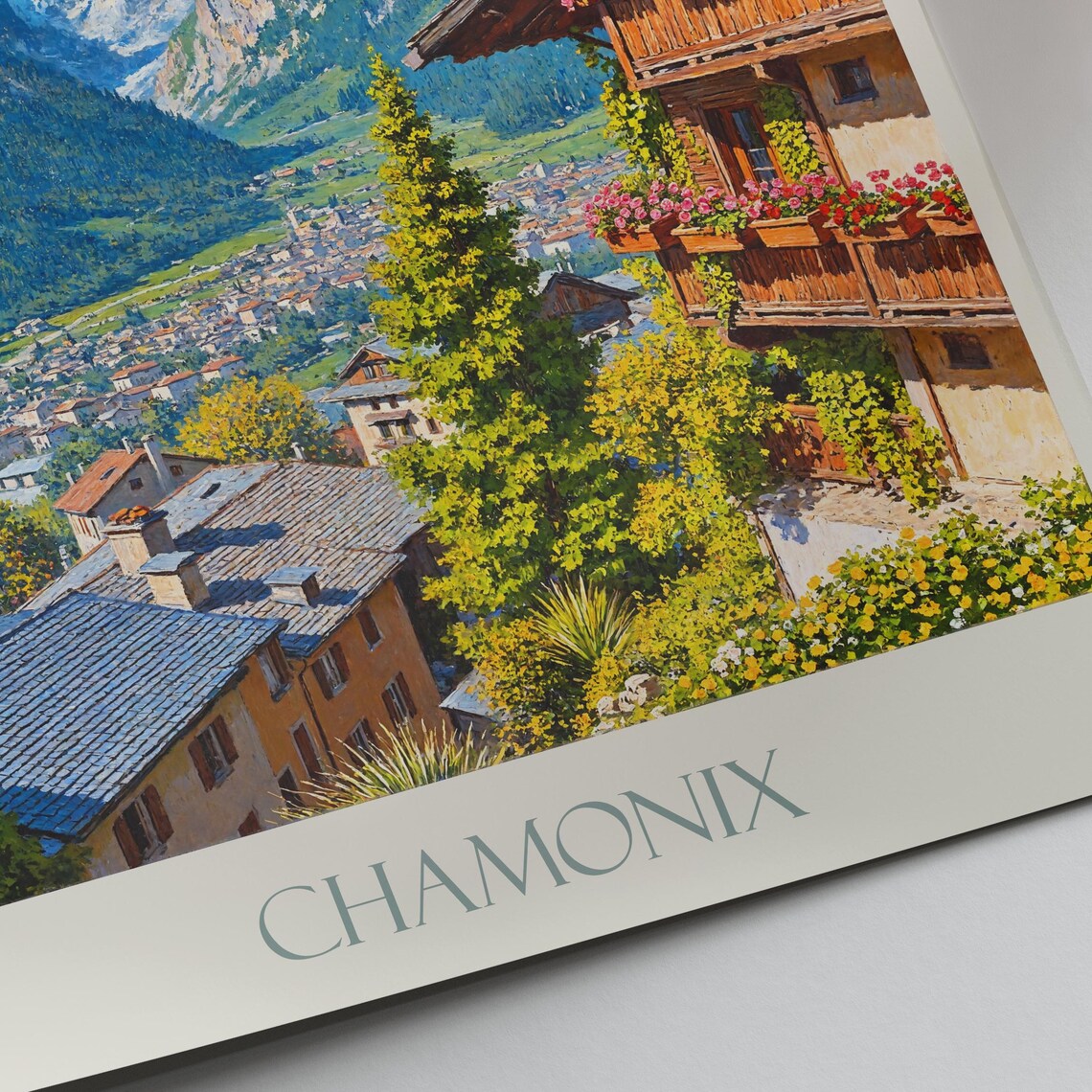 Chamonix France Alpine Chalets Mont Blanc Glacier Travel Poster - Image 4