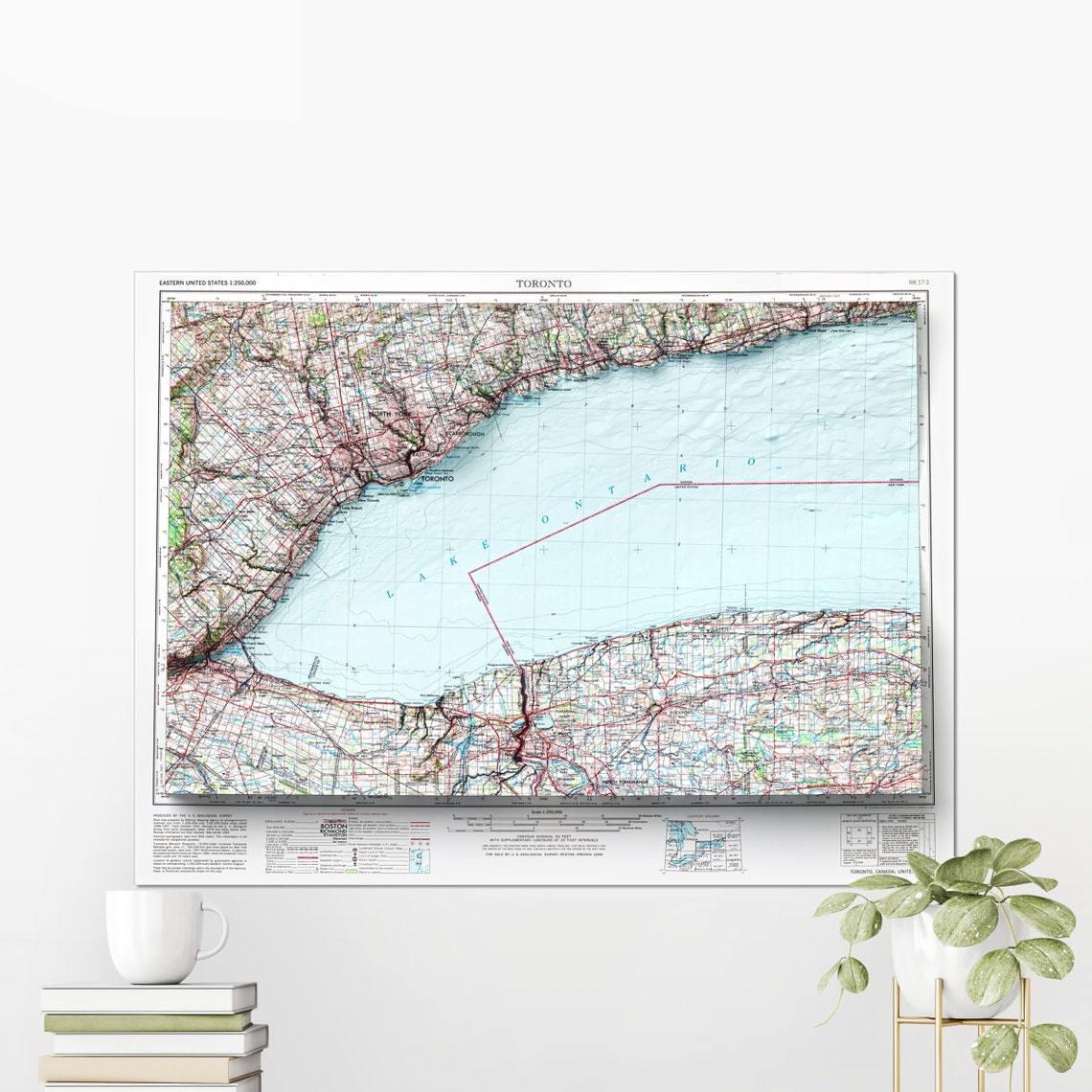 Toronto Canada Lake Ontario Vintage Topographic Map Art Print
