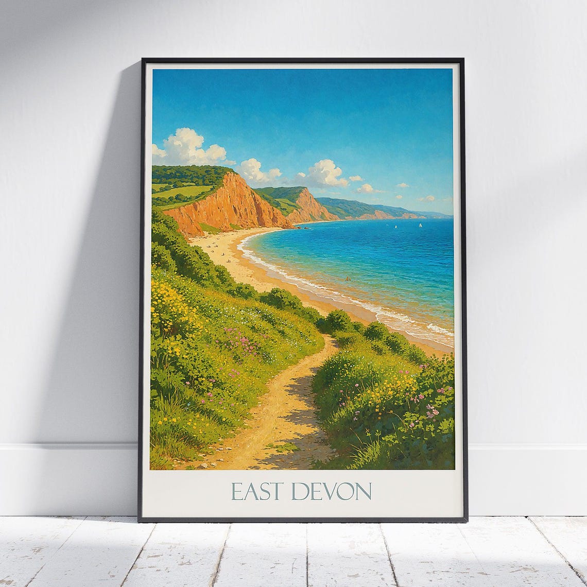 East Devon Red Cliffs and Coastal Path Jurassic Coast Travel Poster