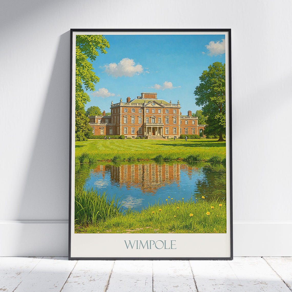 Wimpole Hall England Stately Home Lake Reflection Art Poster