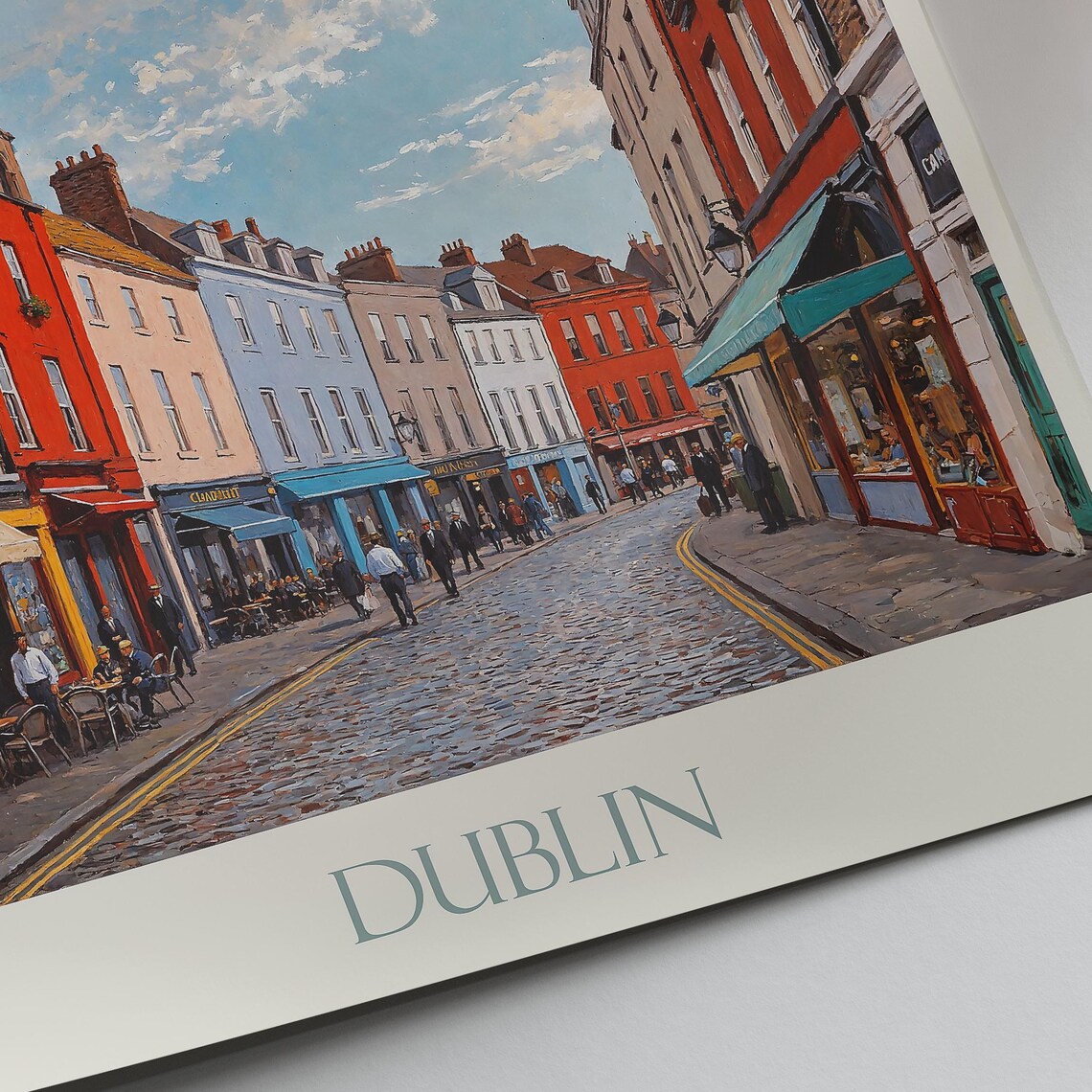 Dublin Ireland Historic Colorful Pub Street Painted Travel Poster - Image 2
