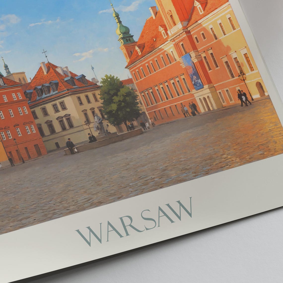 Warsaw Poland Castle Square Column Old Town Painted Travel Poster - Image 3