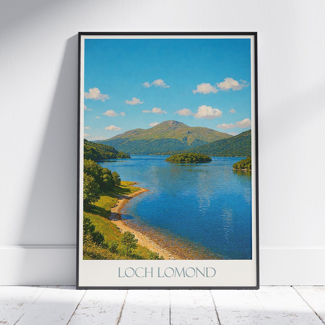 Loch Lomond Scotland Lake Islands Hillside Summer View Travel Poster