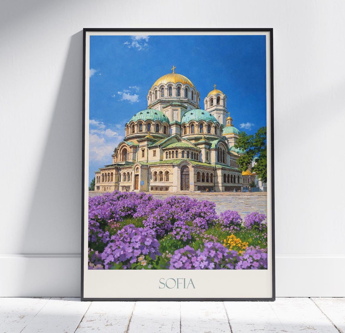 Sofia Bulgaria Alexander Nevsky Cathedral Painted Travel Poster