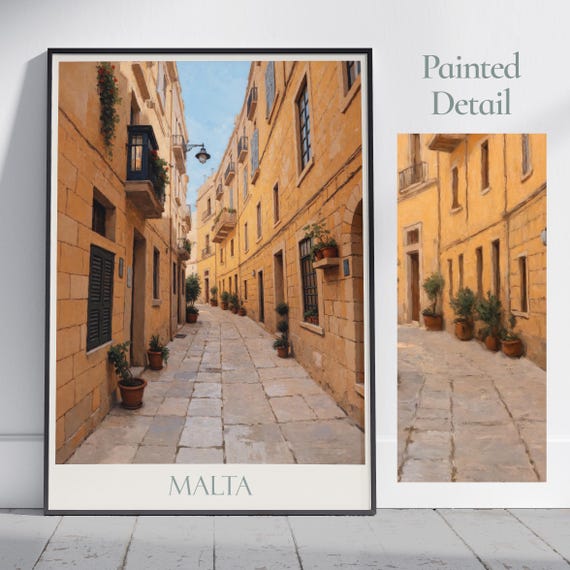 Malta Travel Print Travel Poster Painted Wall Art Print Home Decor Framed Personalized Print Vacation Travel Gift