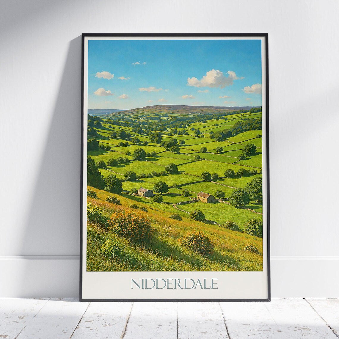 Nidderdale Green Dales Valley Farmsteads Yorkshire Travel Poster