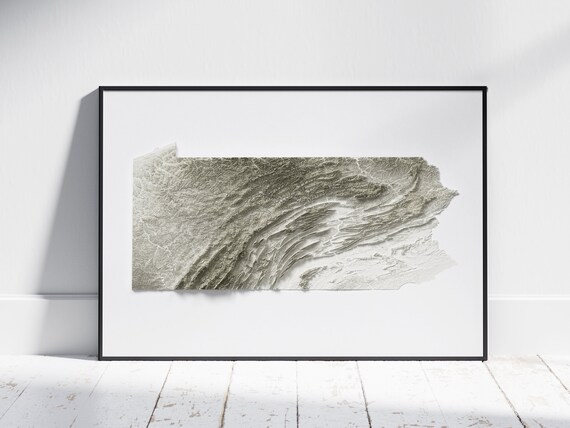 Pennsylvania Topographic Map Minimalist Relief Shaded Modern Wall Poster