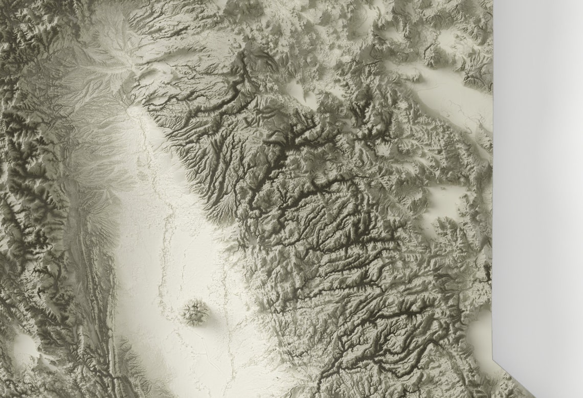 California USA Minimalist Sepia Topographic Relief Map Art Print - Image 2