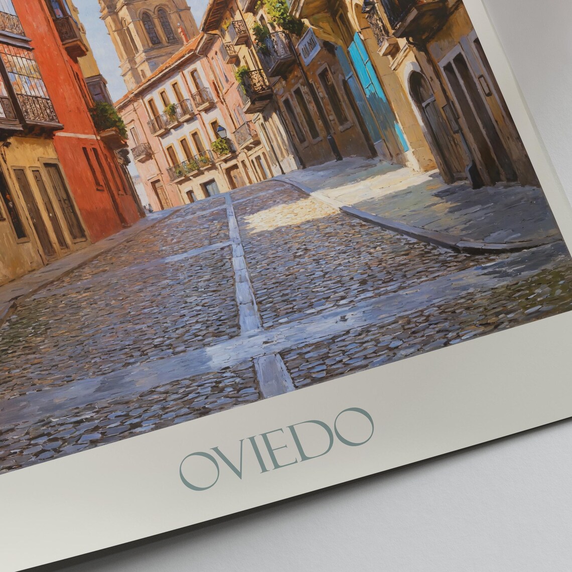 Oviedo Spain Historic Cathedral Old Town Painted Travel Poster - Image 3