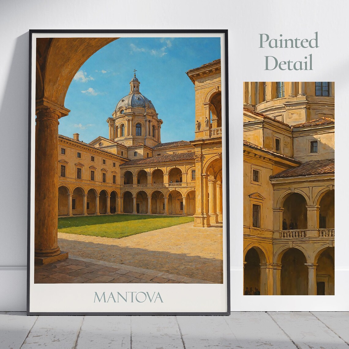 Mantova Palazzo Ducale Courtyard Painted View Italy Travel Poster