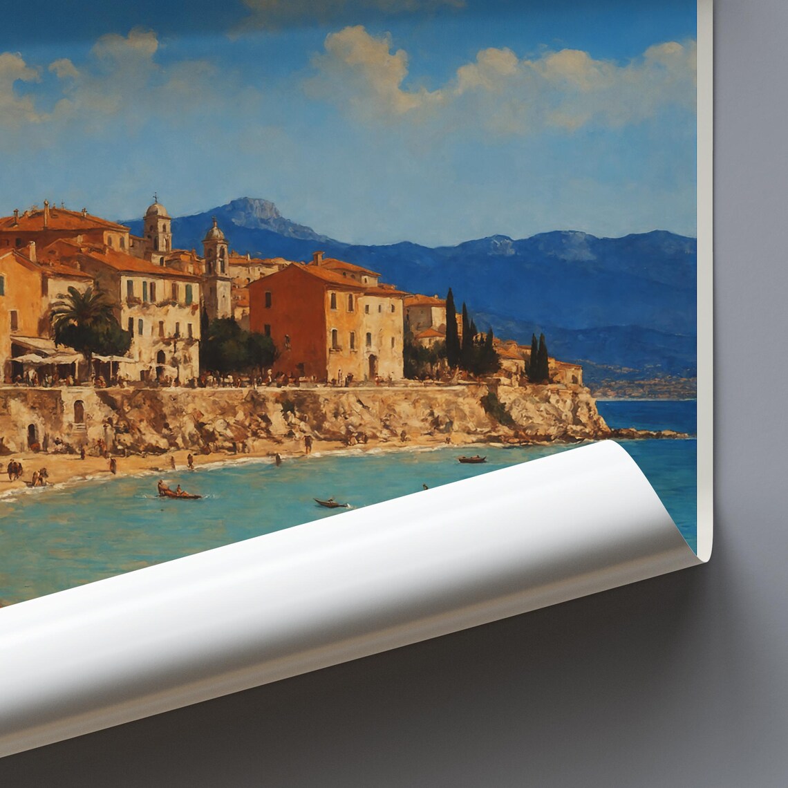 Ajaccio Corsica France Seaside Town Beach Cove Painted Poster - Image 2