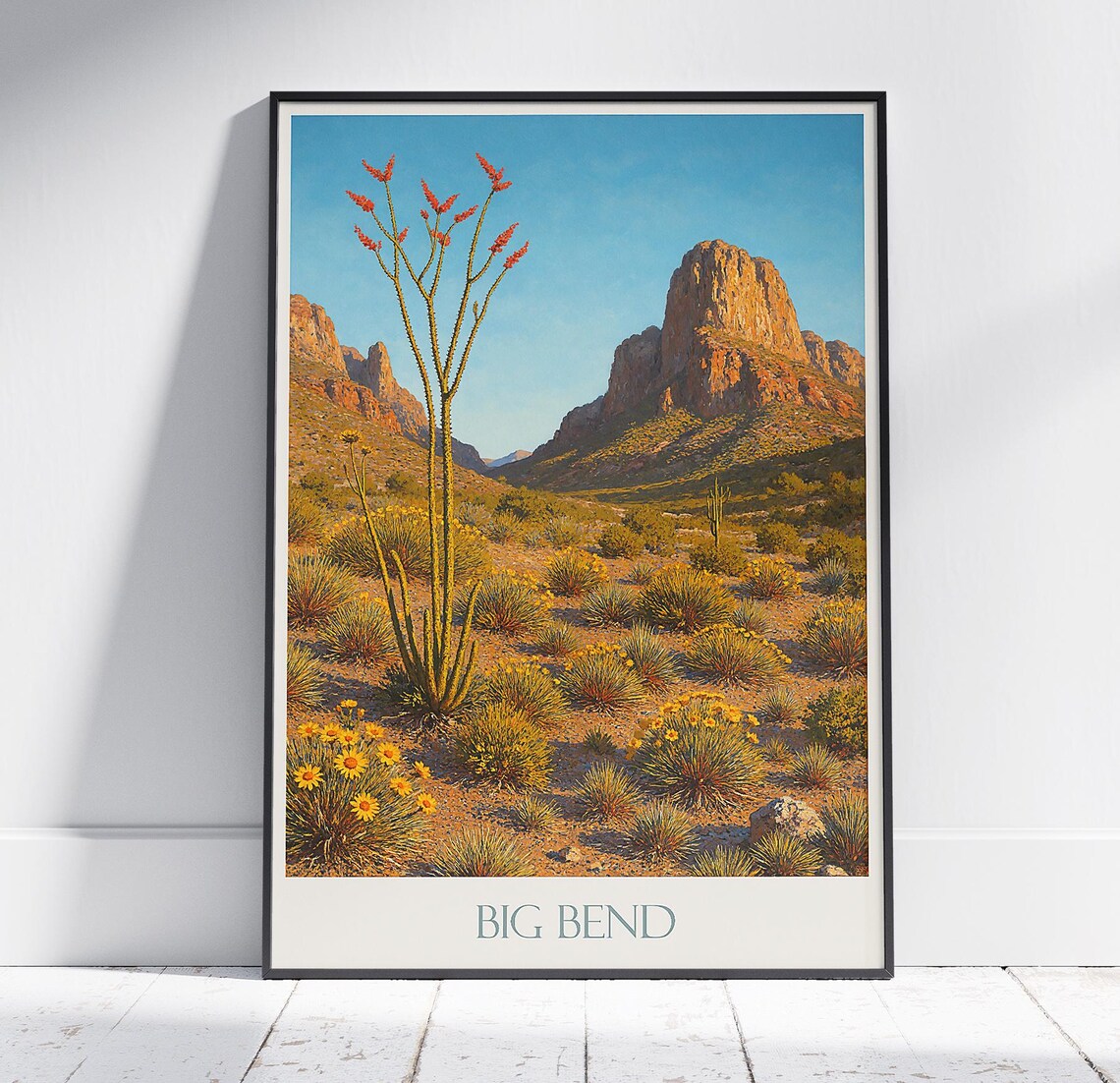 Big Bend National Park Ocotillo Wildflower Desert Travel Poster
