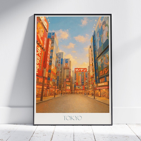 Tokyo Akihabara Neon Street Sunset Japan Cityscape Travel Poster