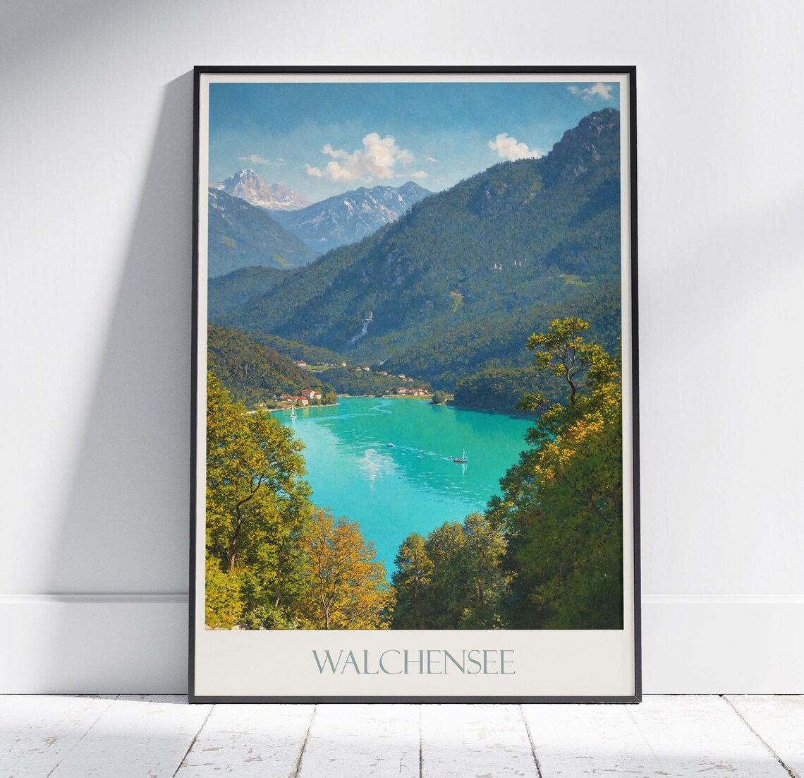 Walchensee Bavaria Germany Turquoise Lake Painting Travel Poster