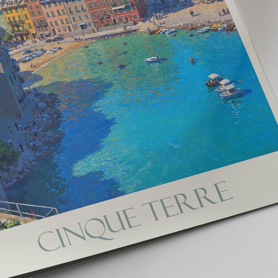Cinque Terre Italy Colorful Coastal Village Harbor Painted Poster - Image 3