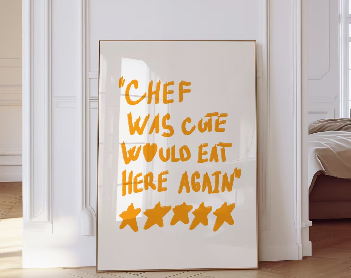 Chef Was Cute Would Eat Here Again Wall Art Kitchen Decor Cooking Bar Cart