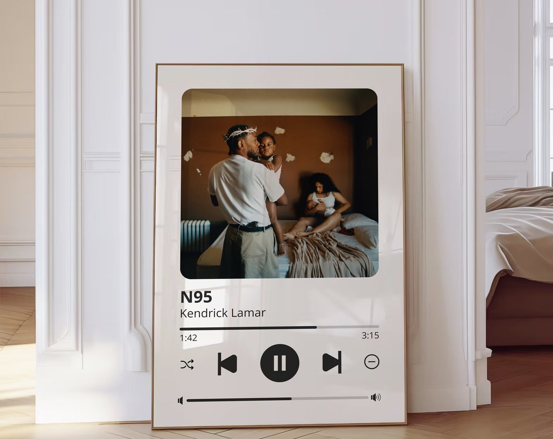 N95 Kendrick Lamar Custom Spotify Song Player Style Music Poster