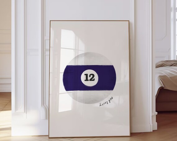 Lucky You Number Twelve Purple Billiard Ball Minimalist Art Print
