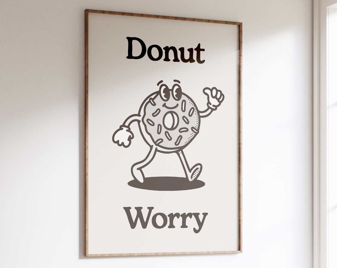 Retro Donut Wall Art Trendy Prints Printable Wall Art Donut Wall Print Print Black White Wall Print Cute Funny Print - Image 6
