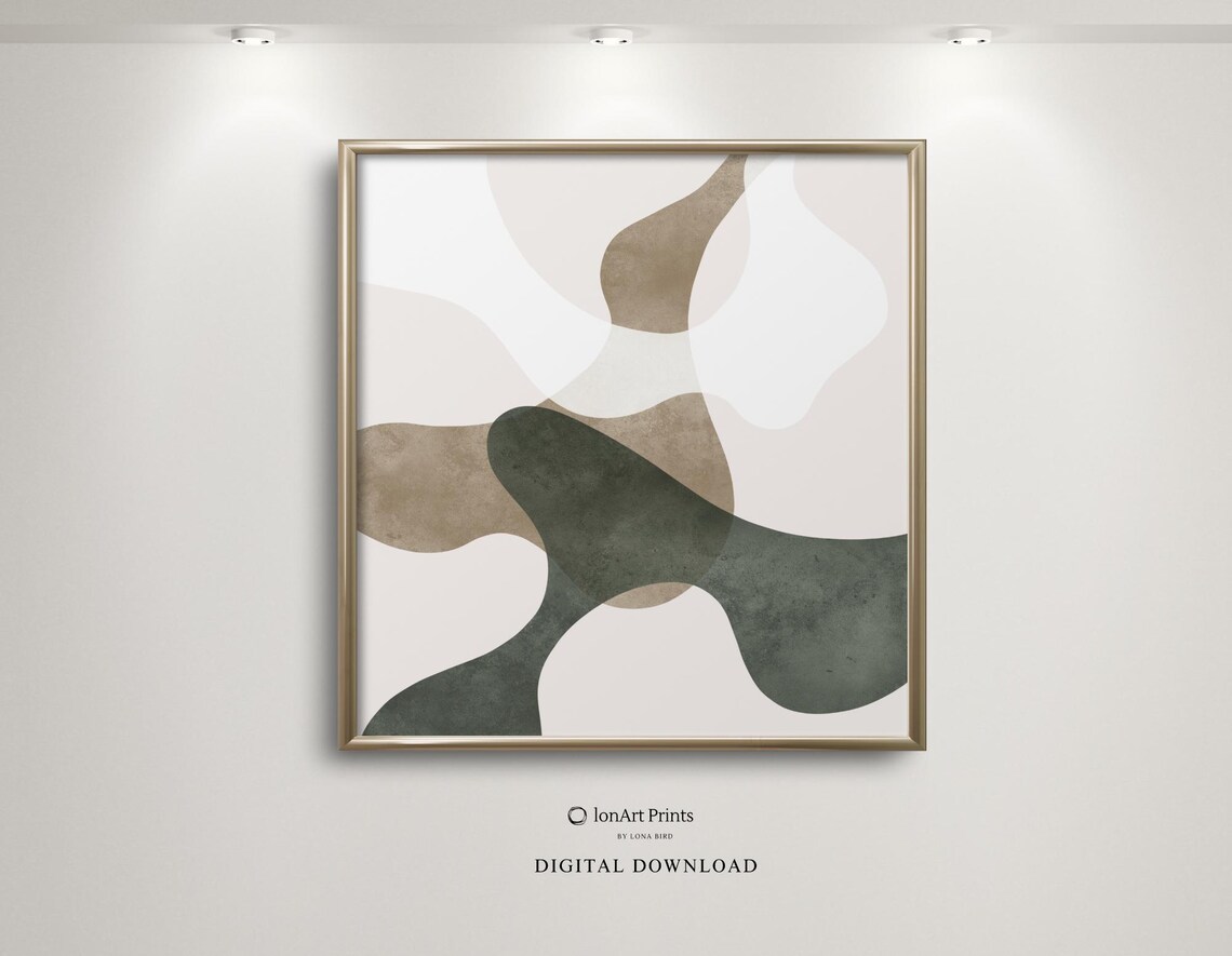 Minimalist Abstract Wall Art Japandi Scandinavian Print Neutral Earthy Tones Modern Geometric Decor Square