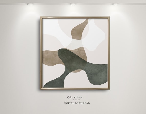 Minimalist Abstract Wall Art Japandi Scandinavian Print Neutral Earthy Tones Modern Geometric Decor Square