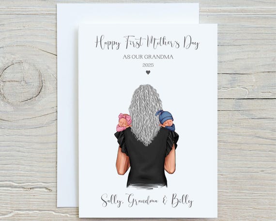 Twins Themed Personalised Mothers Day Card Card For Grandma Granny Card Gift For Nanna Mums Card Nanna Gift Customised Card
