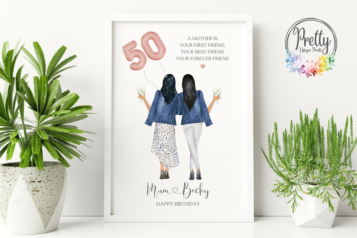 Personalised 50th Birthday Mum and Daughter Print Mother Toast Gift