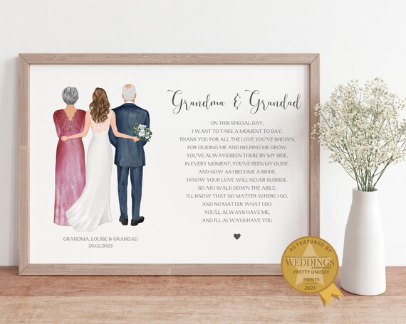 Grandma and Grandad Wedding Day Thank You Poem Keepsake Print