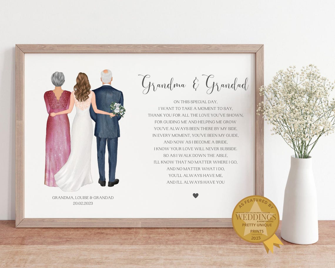 Grandma and Grandad Wedding Day Thank You Poem Keepsake Print