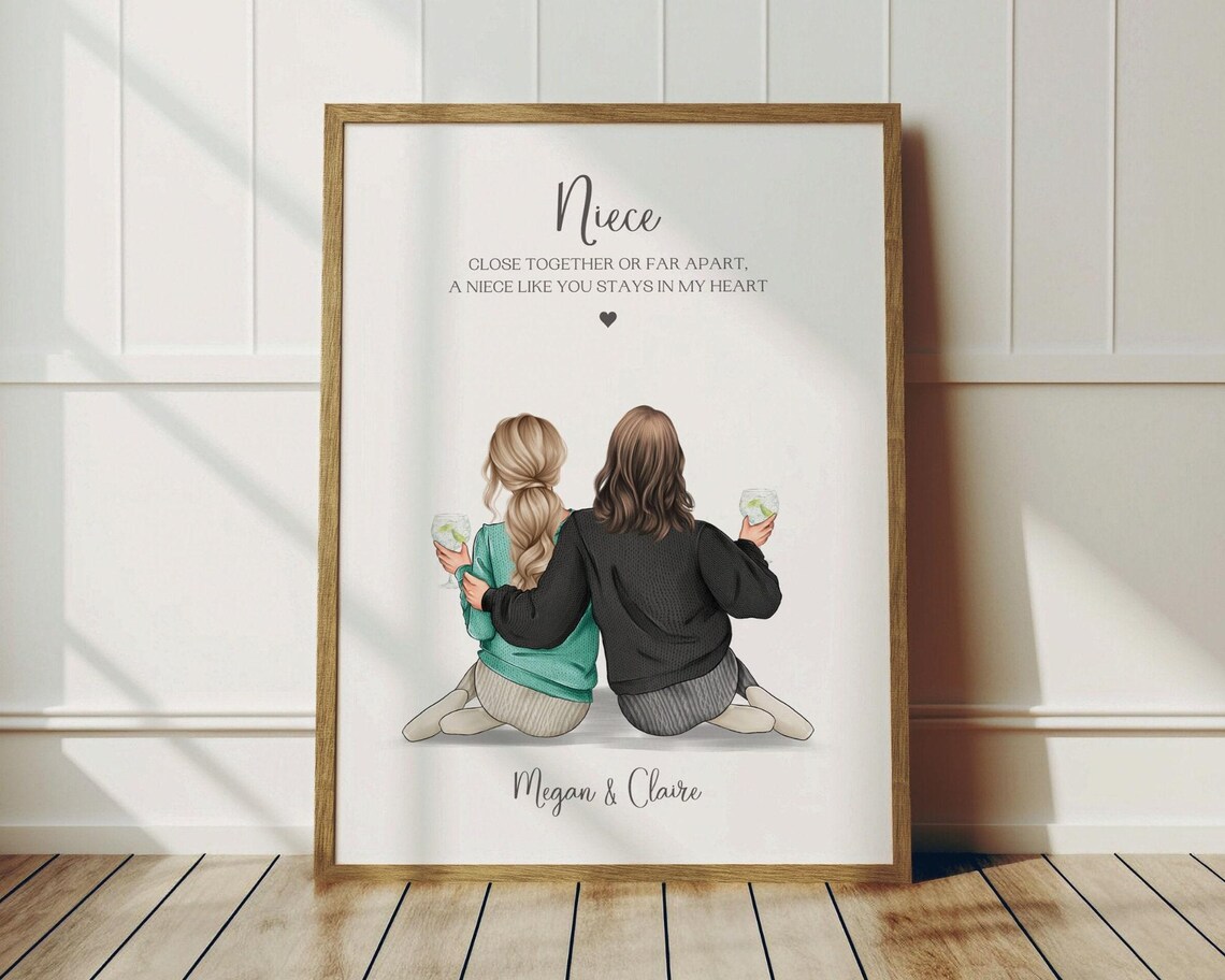Personalised Niece And Auntie Close Together Best Friend Poster