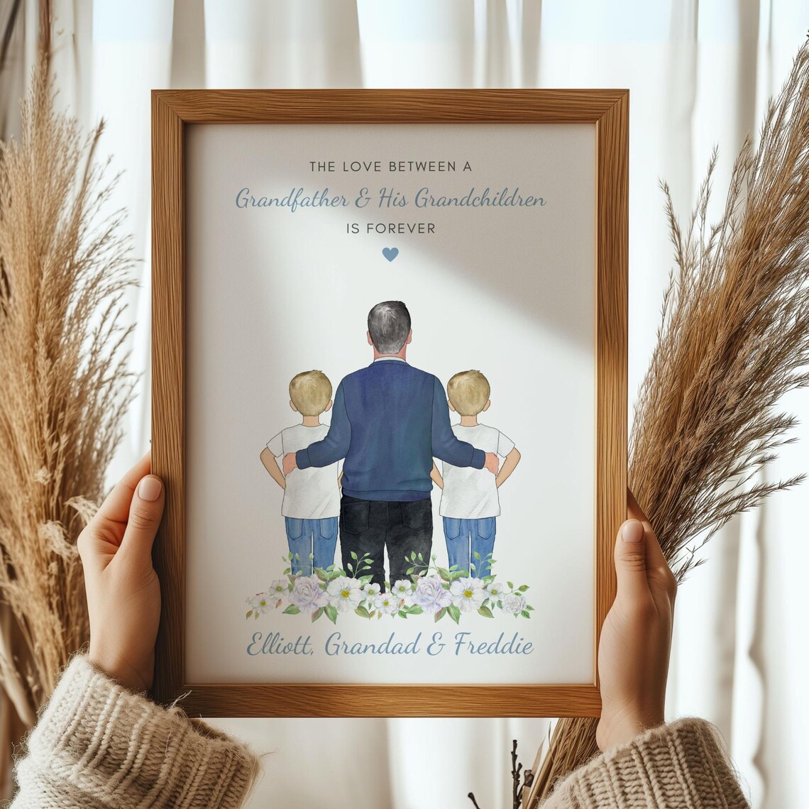 Personalised Grandfather and His Grandchildren Forever Print