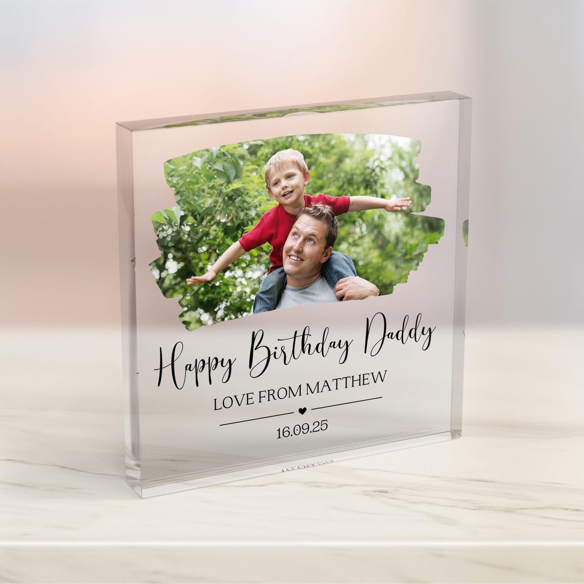 Happy Birthday Daddy Photo Keepsake Personalised Acrylic Block Print